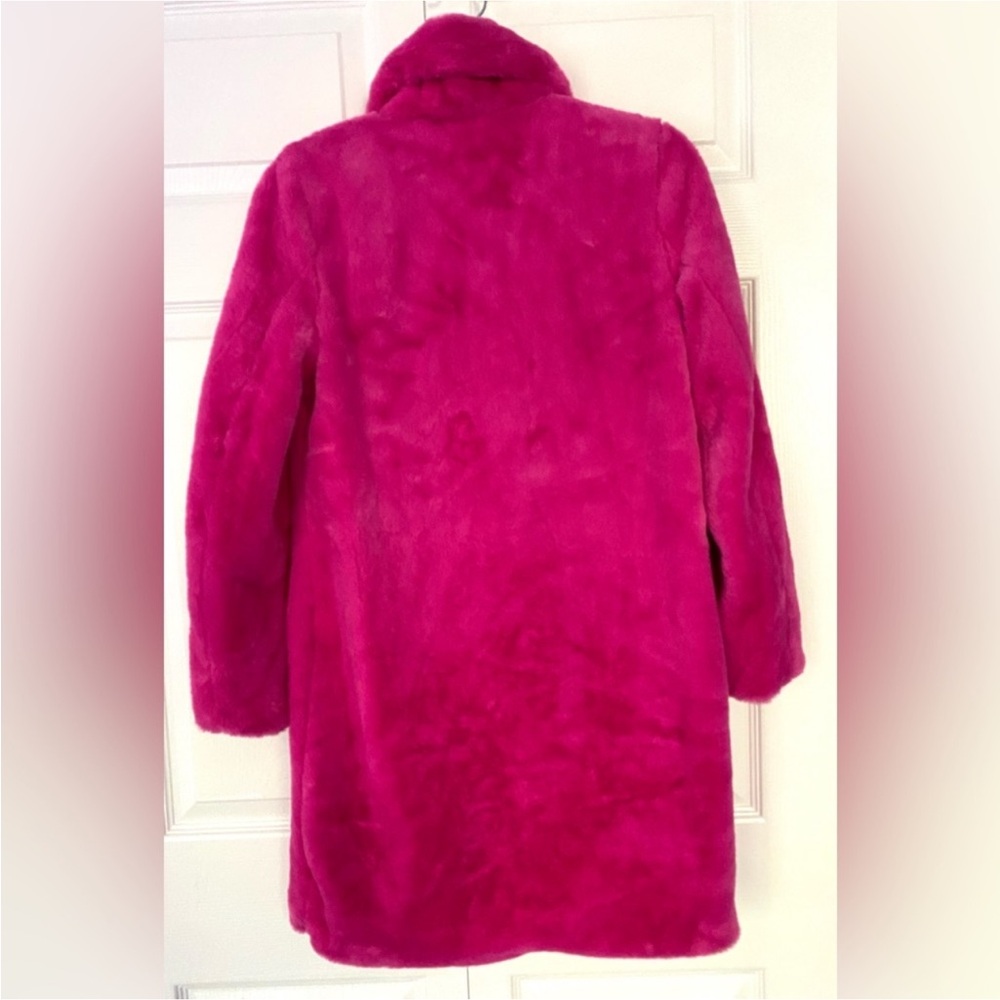 Gigi's Closette Coat Foux Fur Hot Pink Teddy Midi Coat Jacket New size Small - Picture 5 of 13